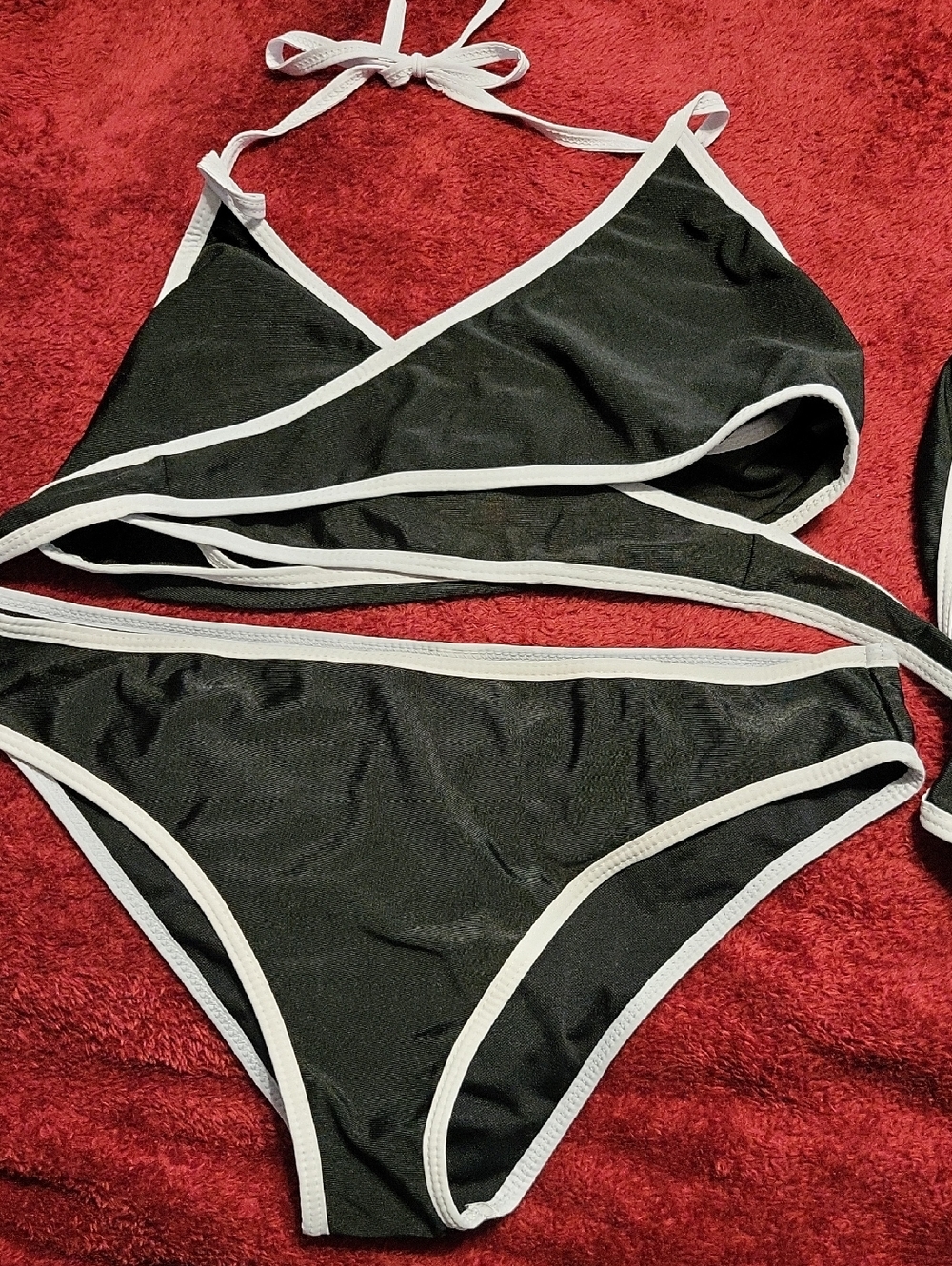 Black Bikini Set with White Trim